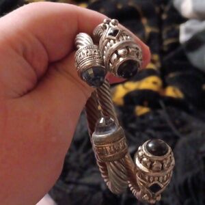 2 Adjustable Vintage Silver Rope Bangles